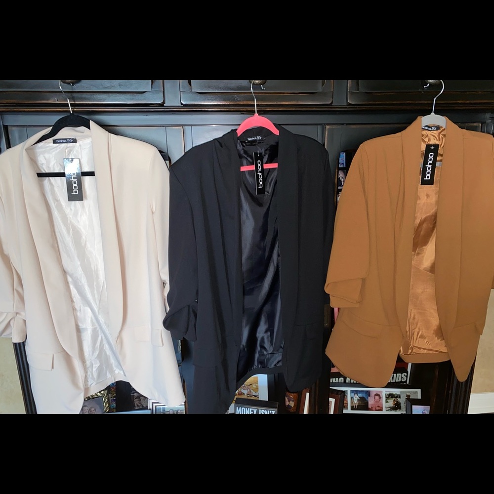 Three Ruched Sleeve Blazers